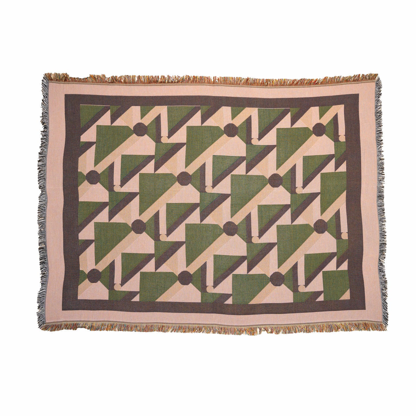 Geometric Throw Blanket - Pink/Green