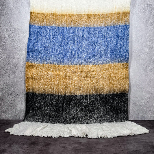 Striped Throw Blanket - Black/Yellow/Blue