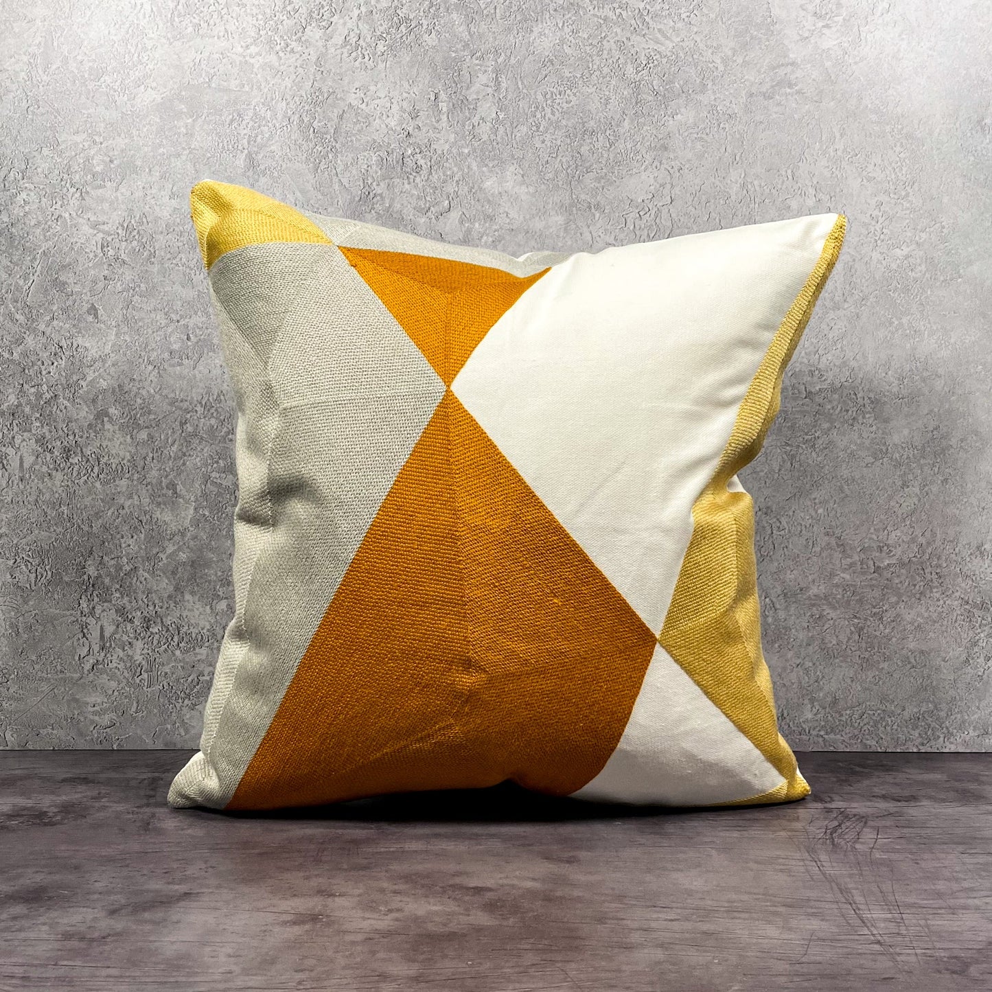 Geometric Pillow Cover - Gold/White
